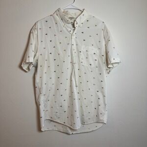 J. Crew Classic Fit Men's Size L Short Sleeve Button Down Shirt Nautical Flags